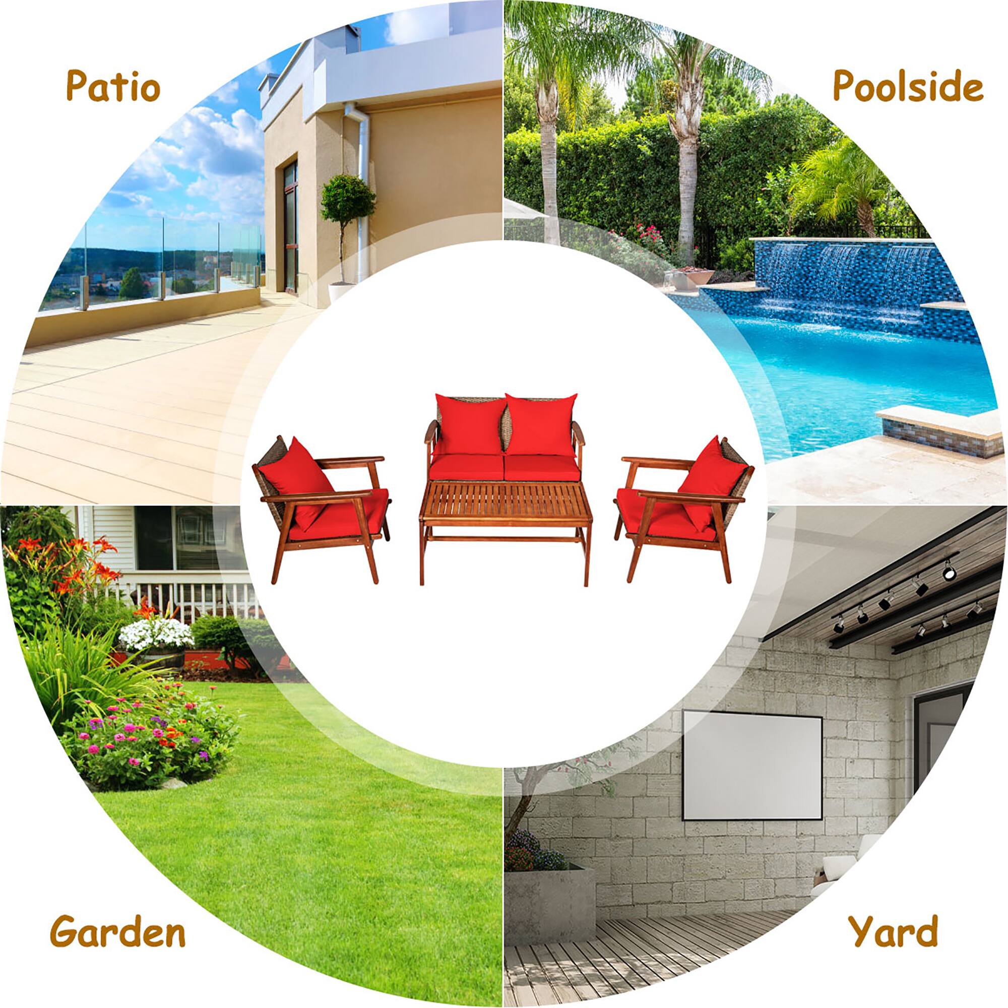 Patio, Poolside, Garden, Yard