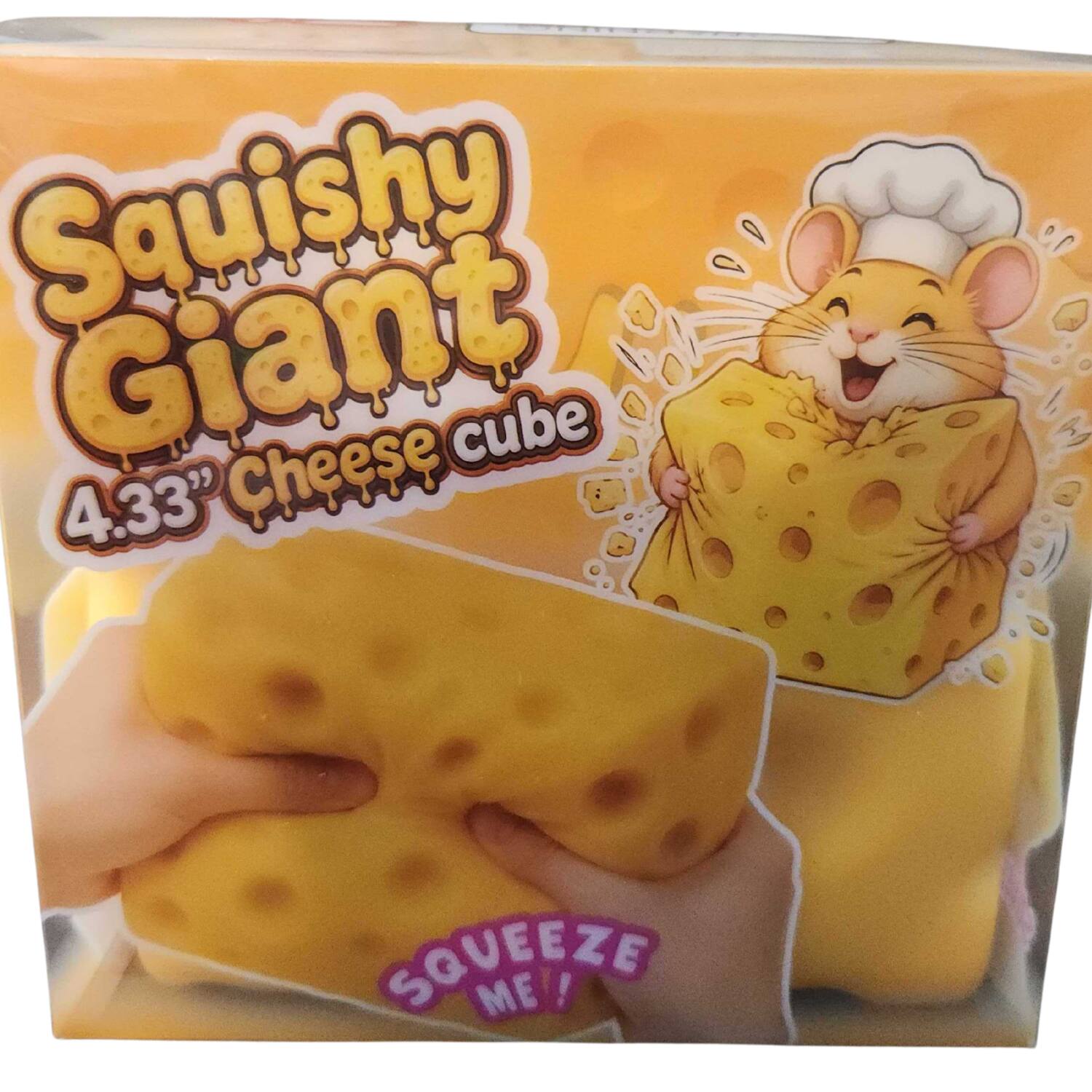 Squishy Giant Cheese cube 4.33"  
SQUEEZE ME!