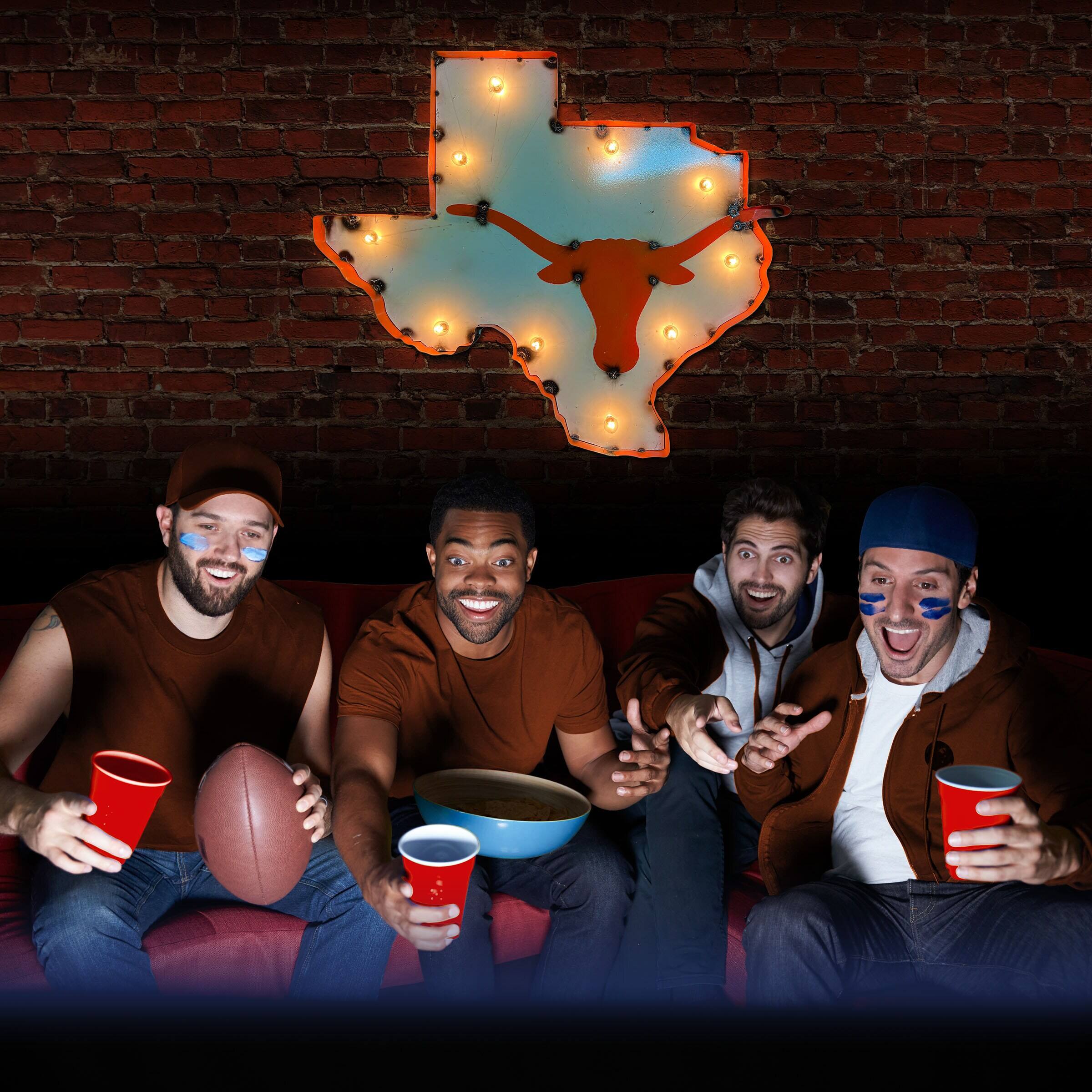 Alt View 2. Imperial - Texas Longhorns Logo Lighted Recycled Metal Sign - Multicolor.