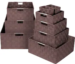 Sorbus - Weave Basket Bin Set Double Woven (9 Pack) - Brown
