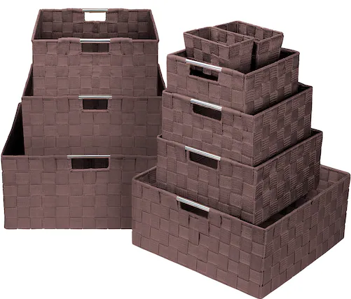 Front. Sorbus - Basket Bin Set Double Woven (9 Pack) - Gray.