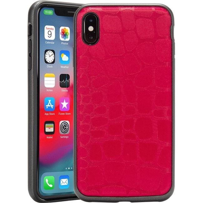 Rocstor - Alligator Kajsa iPhone Xs Max Case - For Apple iPhone XS Max Smartphone - Crocodile - Genuine Leather, Pol - Red