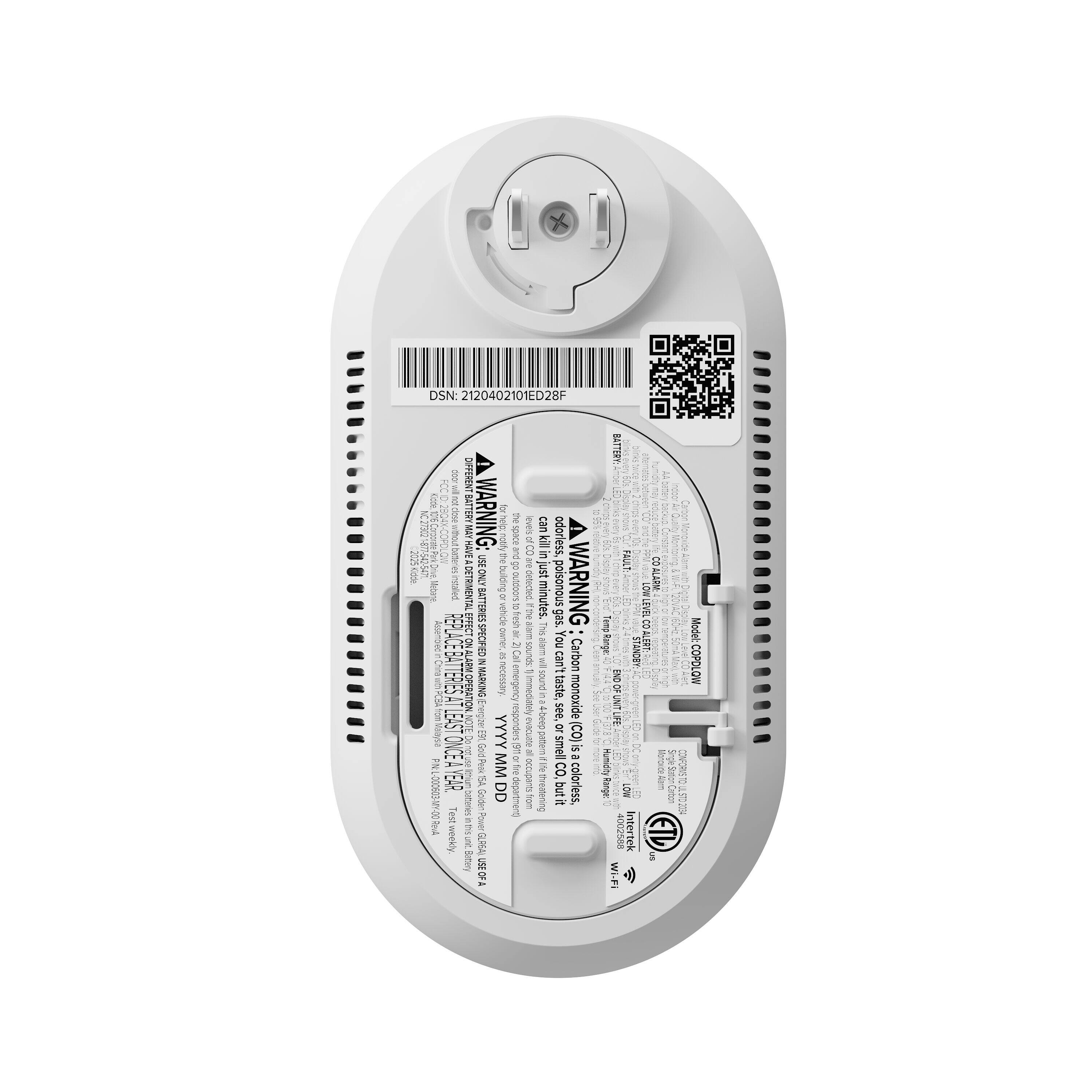 DSN: 2120402101E028F  
FCC 300  
ALTR 20  
2800 toz  
WARNING: Carbon monoxide (CO) is a colorless, odorless, tasteless gas that can kill.  
205 m  
DUE 3  
1 I I buildings  
SE  
POISONOUS  
WARNING: Install this device in a location where it can be heard.  
Rbey  
instales  
E - -ontoors  
2 BATTERIES  
SPECIFIC  
vehicle  
TE gas.  
SPRECTION  
T ThS I  
SUR +  
3pURO  
lam You  
REPLACE BATTERIES AT LEAST ONCE A YEAR  
cant -  
NOUTBMC MARKING  
necessary  
Automobile  
sound  
taste,  
monoxide  
d see  
EAST  
5 sopucdsa  
or EM  
YYYY evcum (CO)  
GodPek 91 -  
smell D -  
NEAYEAR MM  
dIN CO GAR  
DD uedroco  
but colorless,  
L-Q0ONI3/Y-00  
Rvl Gode  
Sn
