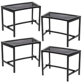 Sunnydaze - Mesh Metal Patio Curved Fire Pit Bench - Set of 4 - Black