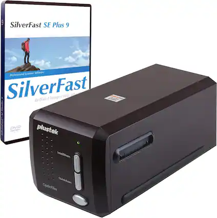 Front. Plustek - Plustek OpticFilm 8300i SE - 35mm Film Scanner + SilverFast SE Plus 9 , 38% faster then 8200i , Windows and Mac Support.