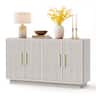 paproos - 55" Modern Fluted Sideboard Buffet Cabinet, Space-Saving Storage Credenza with Adjustable Shelves for Living Room - Beige Gray