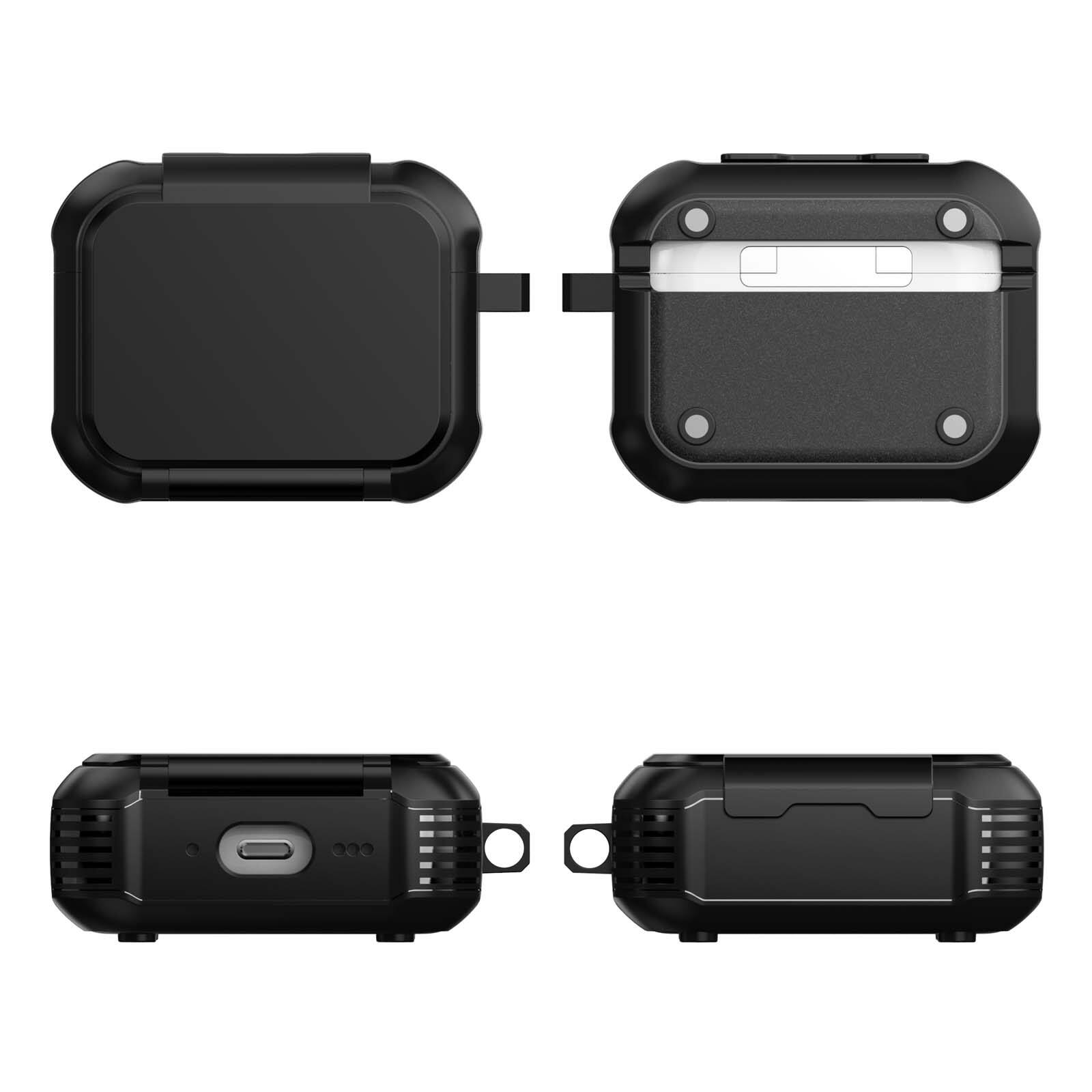 Alt View 7. Dteck - For Airpods Pro 3rd Gen (2025) Shockproof Rugged Makeup Mirror Drop Protection Case With Keychain and Stand - Silver.