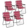 Front. Gymax - Gymax Set of 4 Patio Folding Web Chair Set Portable Beach Camping Chair Red - Red.
