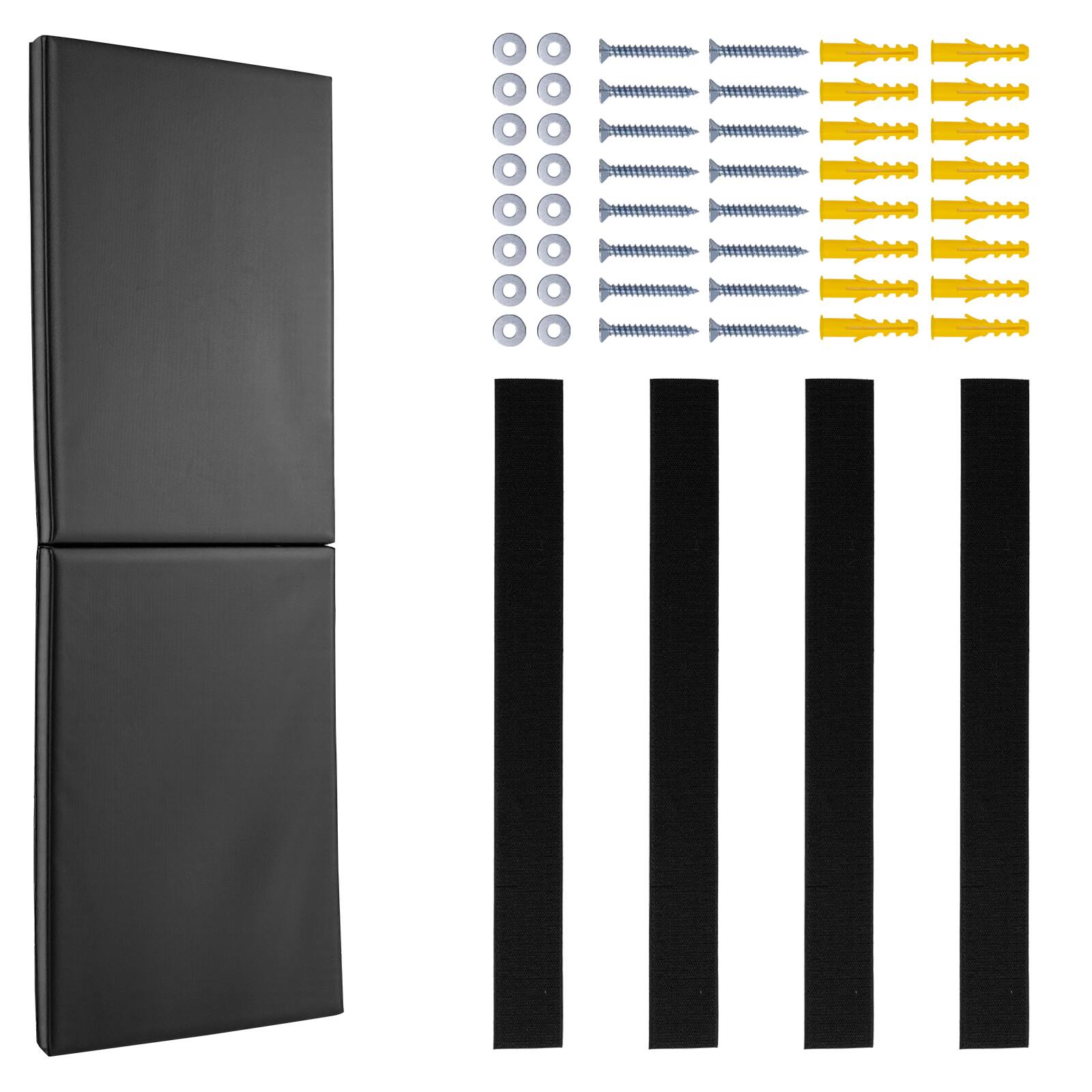 VEVOR - Gym Wall Padding, 60 x 20 x 2 inch Tear-Resistant Wall Mat, Removable 2" Thick Foam High Density - Black
