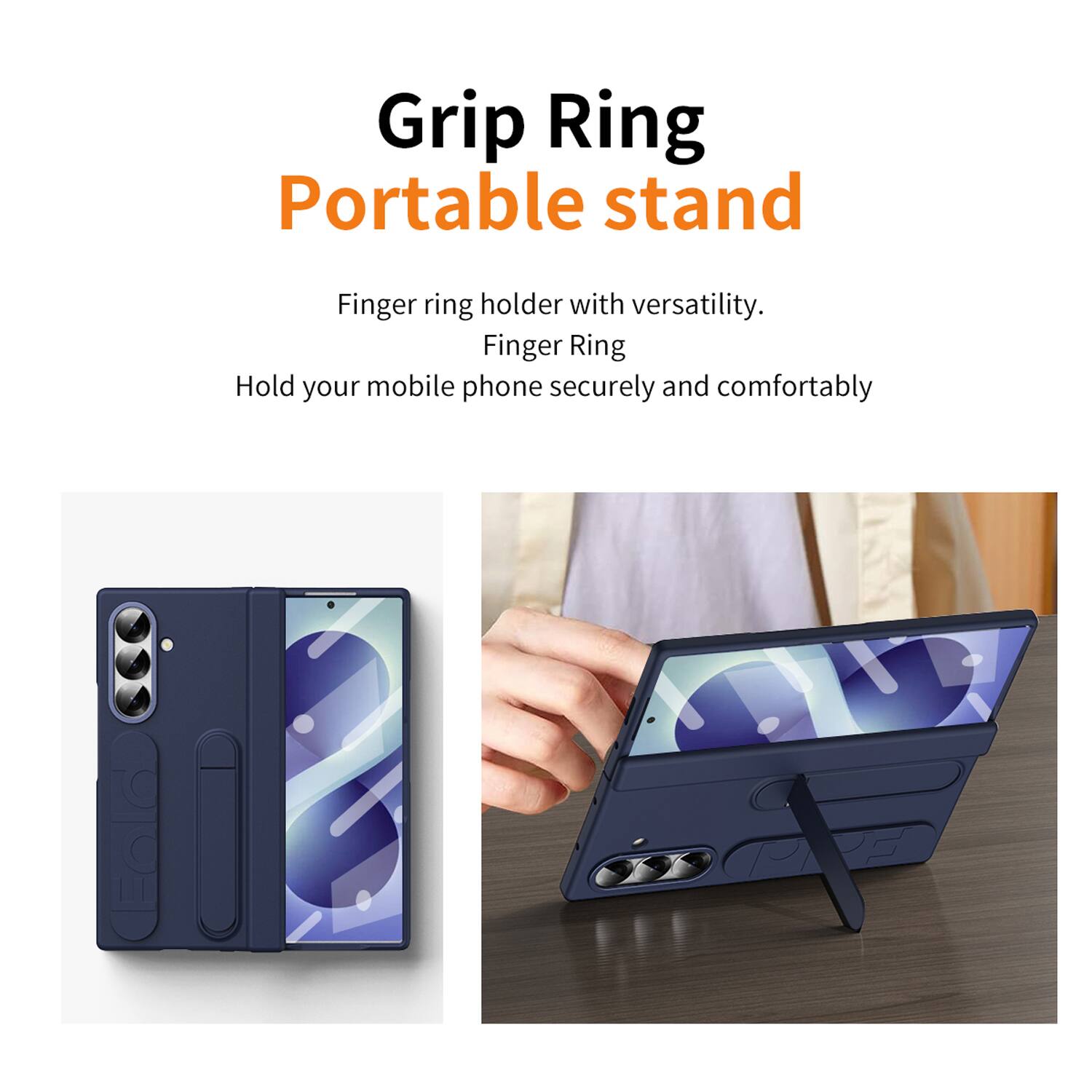 Grip Ring Portable stand

Finger ring holder with versatility. Finger Ring Hold your mobile phone securely and comfortably