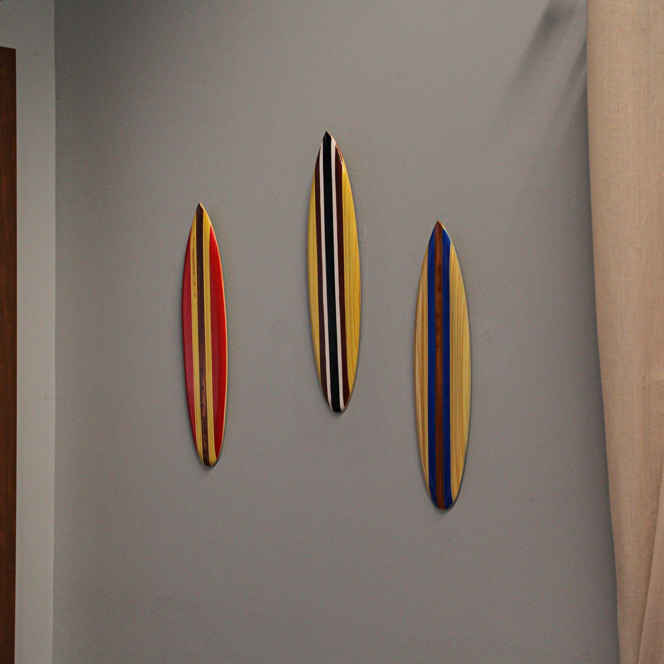 Alt View 3. Zeckos - Set of 6 Handcrafted Wood Surfboard Wall Sculptures Beach-Themed Home Decor - Multicolored.