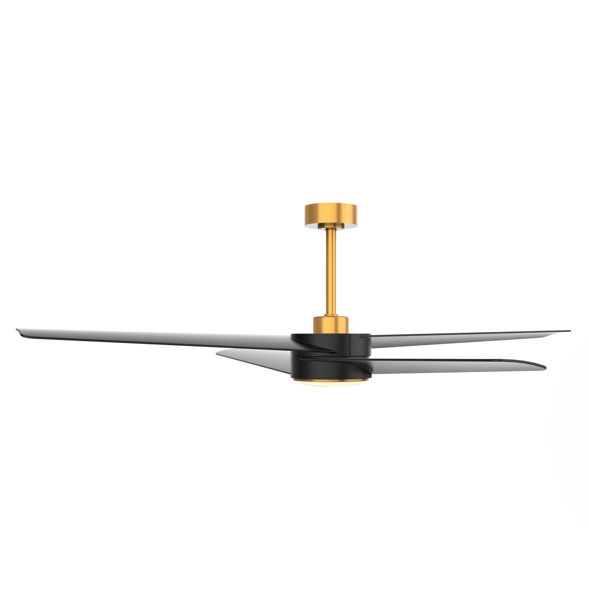 Alt View 1. Parrot Uncle - 60" Gold and Black Ceiling Fan with Dimmable LED Light, Remote Control, 6-Speed Reversible DC Motor - Black.
