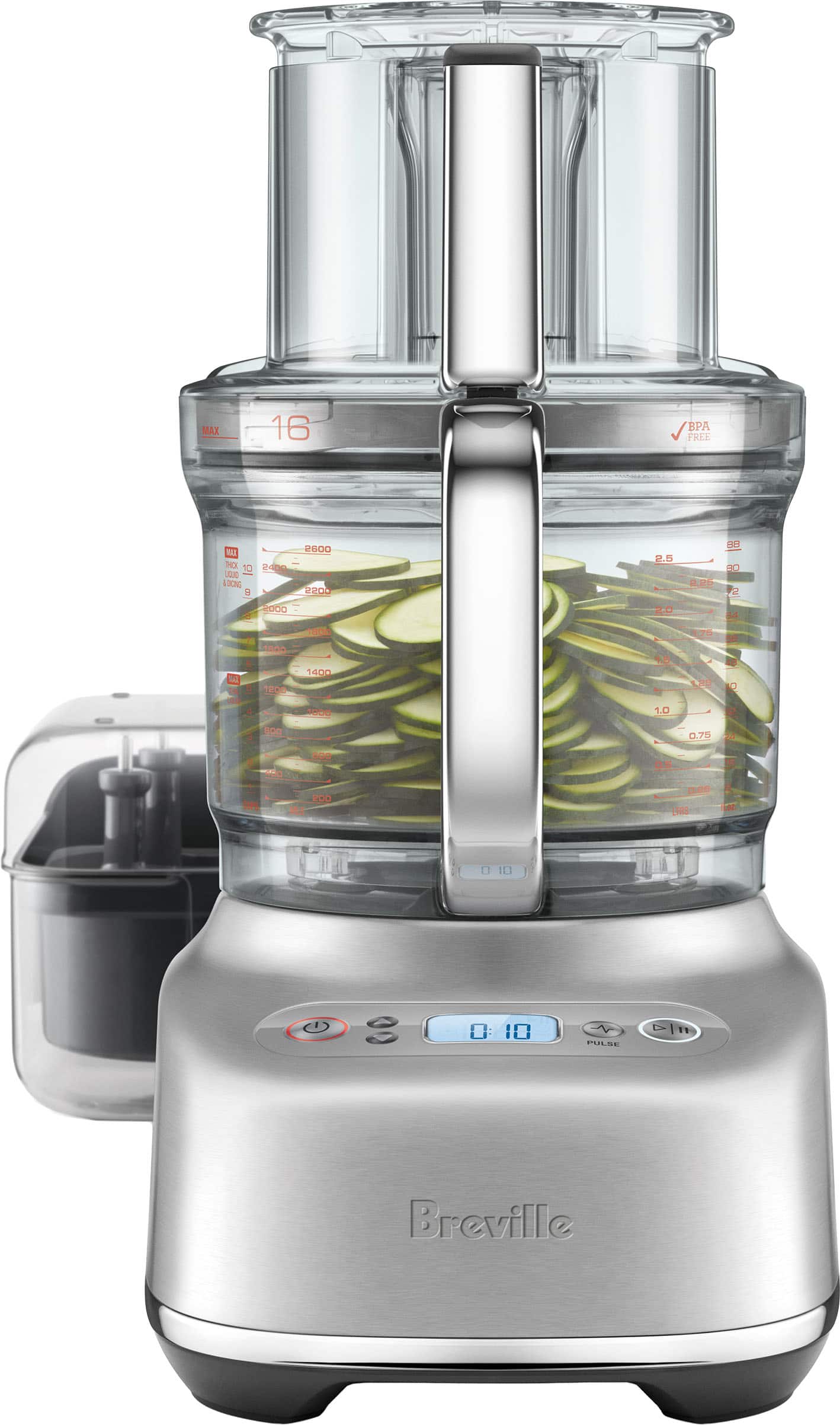 the Breville Sous Chef 16 Food Processor - Brushed Stainless Steel - Front_Zoom
