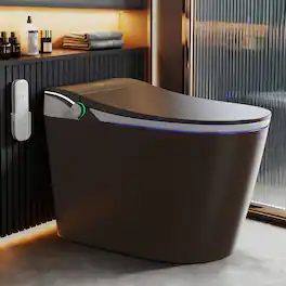 Koligey - Smart Toilet With Tankless Bidet Wash, 1.28 Gallons Auto Flush, Dual-Flush Siphon Jet, Heated Seat, Warm Wash/Dryer - Coffee Brown