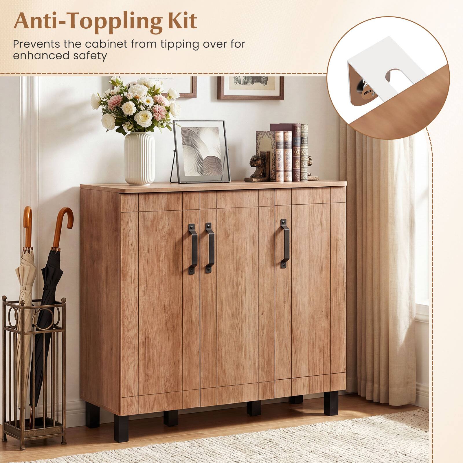 Anti-Toppling Kit  
Prevents the cabinet from tipping over for enhanced safety