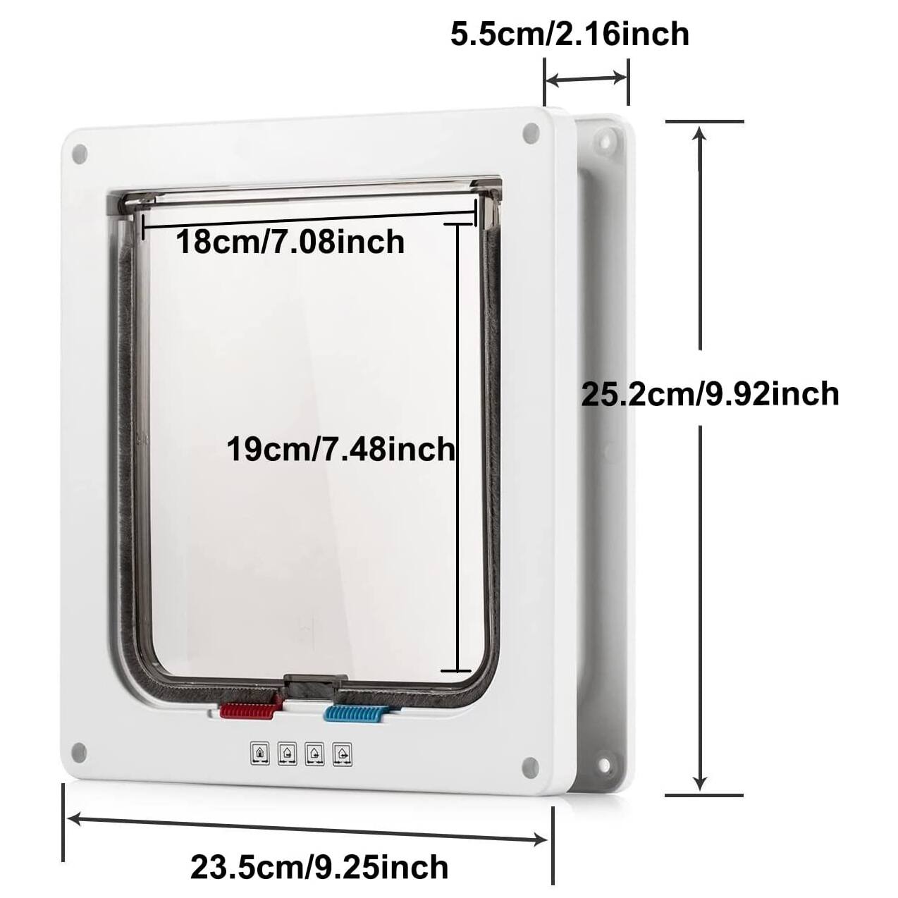 5.5cm/2.16inch  
18cm/7.08inch  
19cm/7.48inch  
23.5cm/9.25inch  
25.2cm/9.92inch