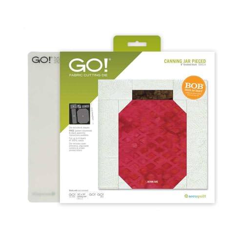 Angle. AccuQuilt - Canning Jar Pieced-8" Finished Die W/Mat - Quilting Supplies, Cutting Dies, Quilting Patterns, Quilt Die - Black.