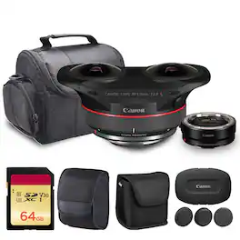 Canon - RF 5.2mm f/2.8L Dual Fisheye 3D VR Lens (5554C002) + Adapter EF-EOS R + More - Black