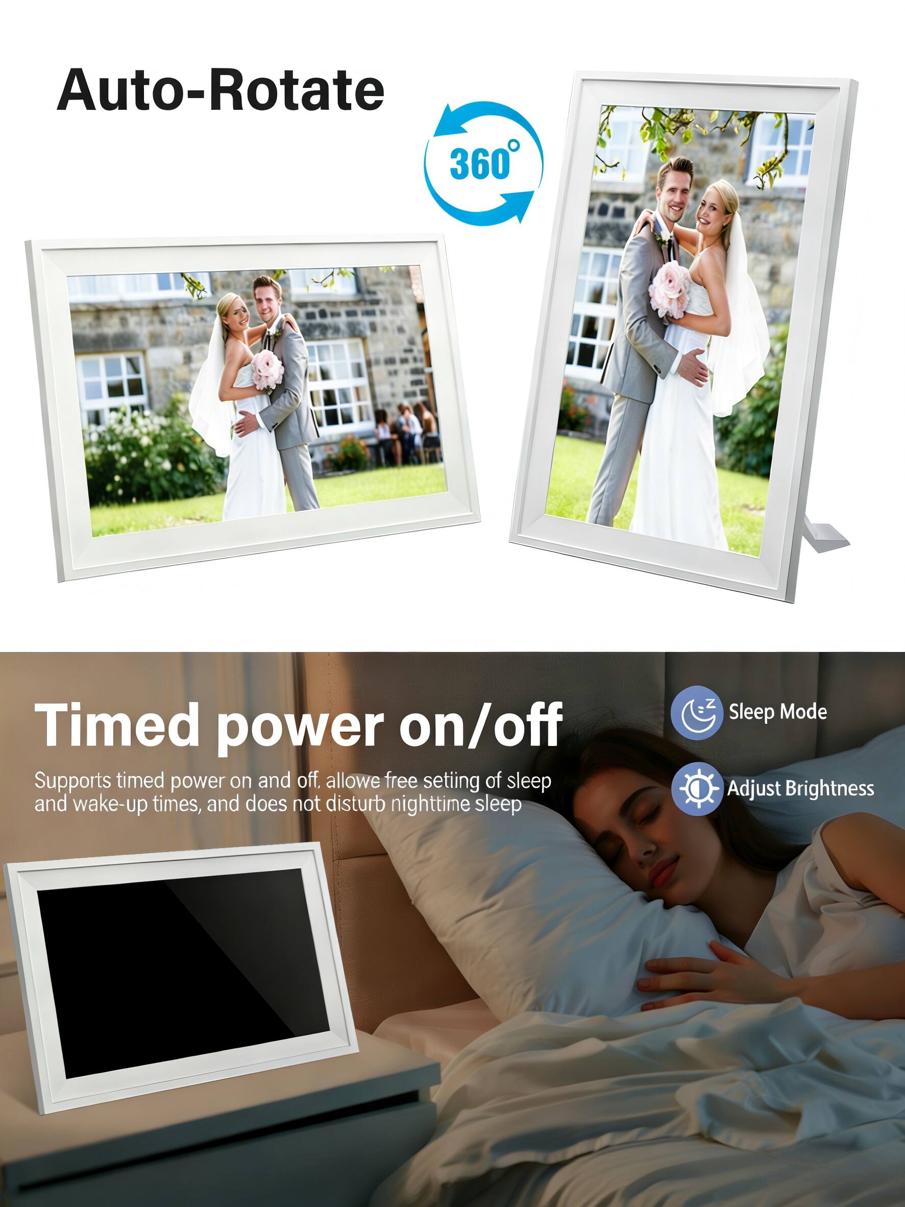 Auto-Rotate 360°

Timed power on/off
Supports timed power on and off. Allows free setting of sleep and wake-up times, and does not disturb nighttime sleep.

Sleep Mode
Adjust Brightness