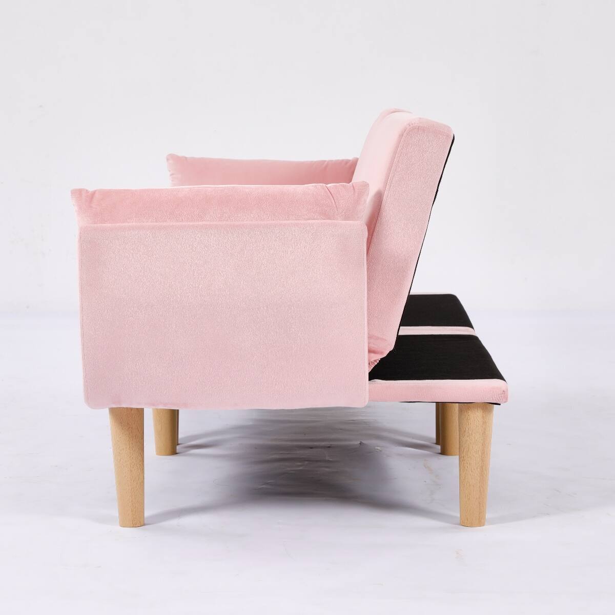 Alt View 10. Ropilly - Ropilly Pink Velvet Loveseat Foldable Sofa, 72 Inch Upholstered Couch for Small Living Room Apartment - Pink.