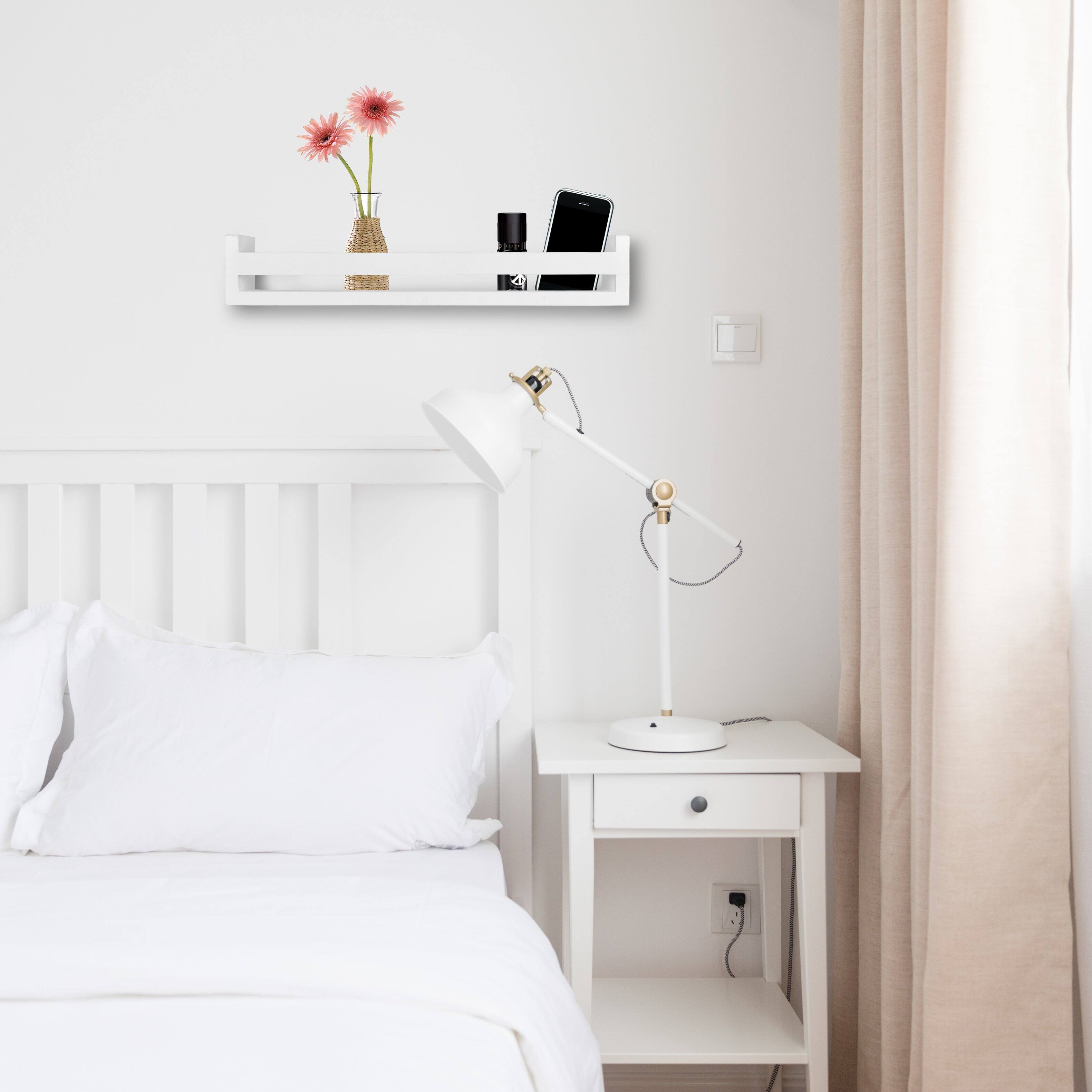 Back. Danya B - Single Tier 18" Wall Organizer Rack Shelf– White - White.