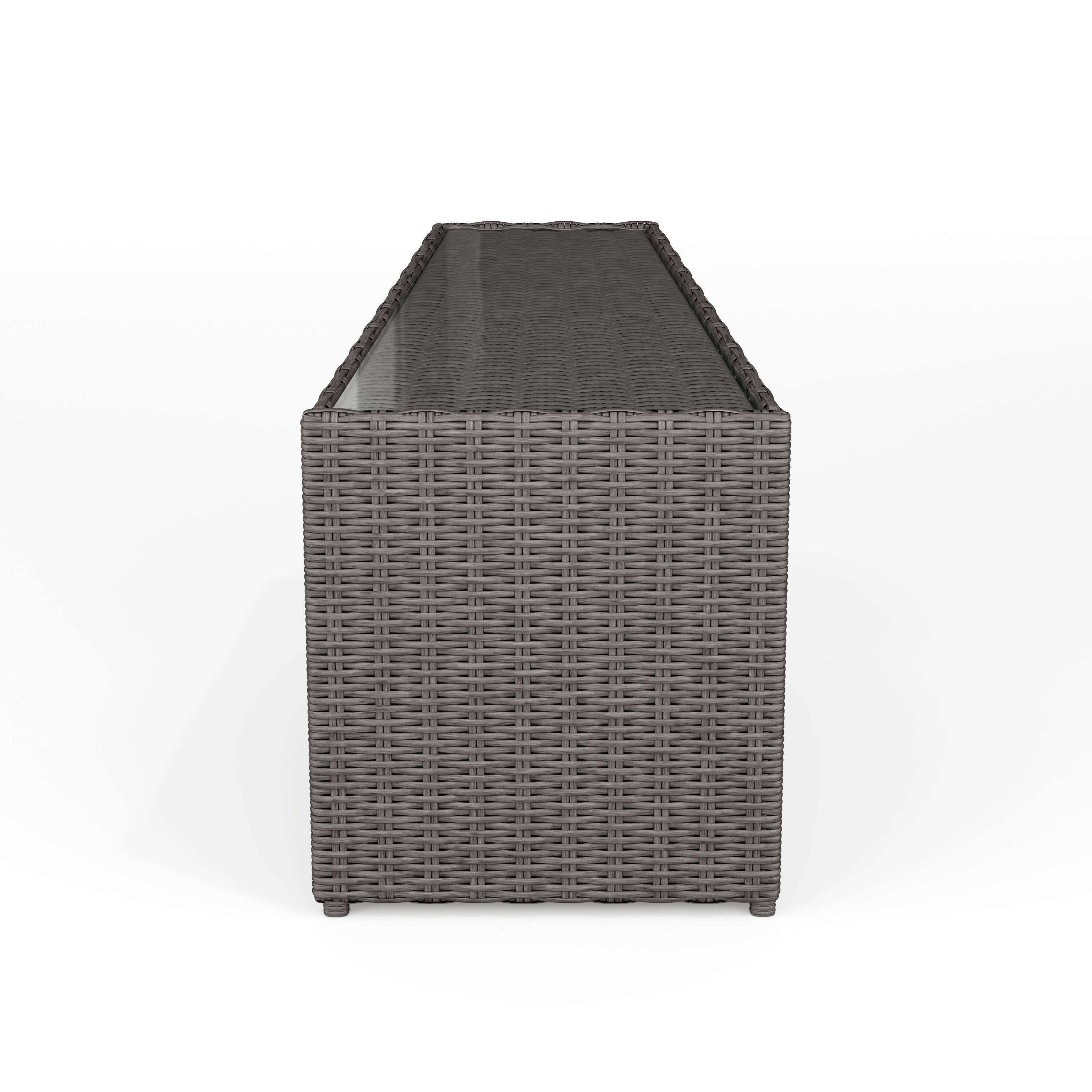 Alt View 8. Martha Stewart - Bedford Outdoor Rattan Wicker Patio Side Table with Inset Tempered Glass Top - Gray.