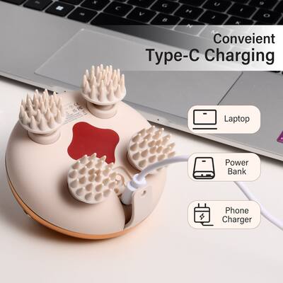 Electric Scalp Massager CM11B Red Light Massage - Shower & Pet Massager - Portable & Rechargeable Gold Electric Scalp Massager CM11B Red Light Massage - Shower & Pet Massager - Portable & Rechargeable Gold
