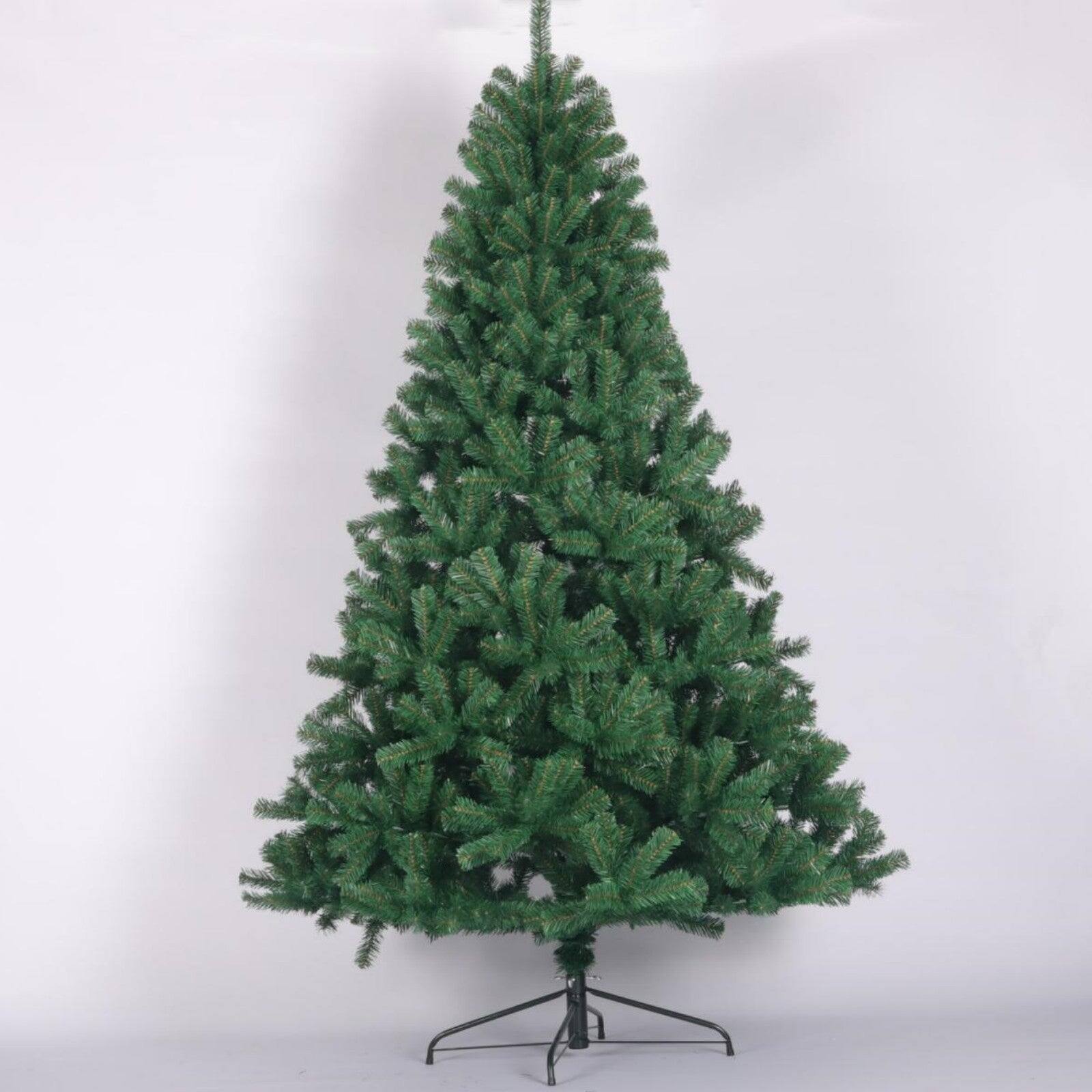 Back. BreeBe - 8ft Artificial Christmas Tree Full Natural Spruce PVC Fir Tree Foldable Metal Stand Unlit Green - Green.