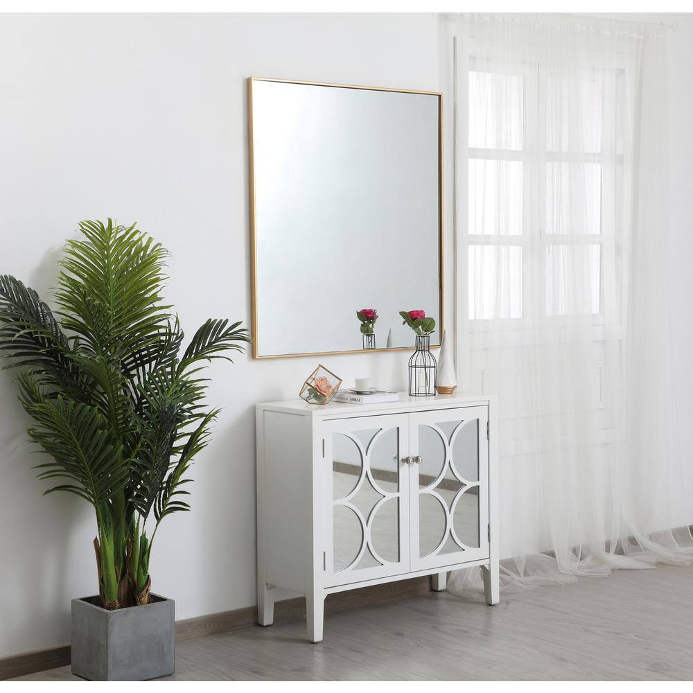 Alt View 1. Elegant Decor - Metal frame rectangle mirror 36 inch in Brass - Brass.