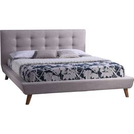 Hivvago - Queen size Mid-Century Style Upholstered Platform Bed - Beige