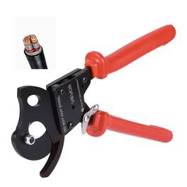 VEVOR - Ratcheting Cable Cutter, Spring Steel Blades with PVC-Coated Handles, Quick-Release Button, Heavy Duty Ratchet Cable - Black + Red (Handle Cover)