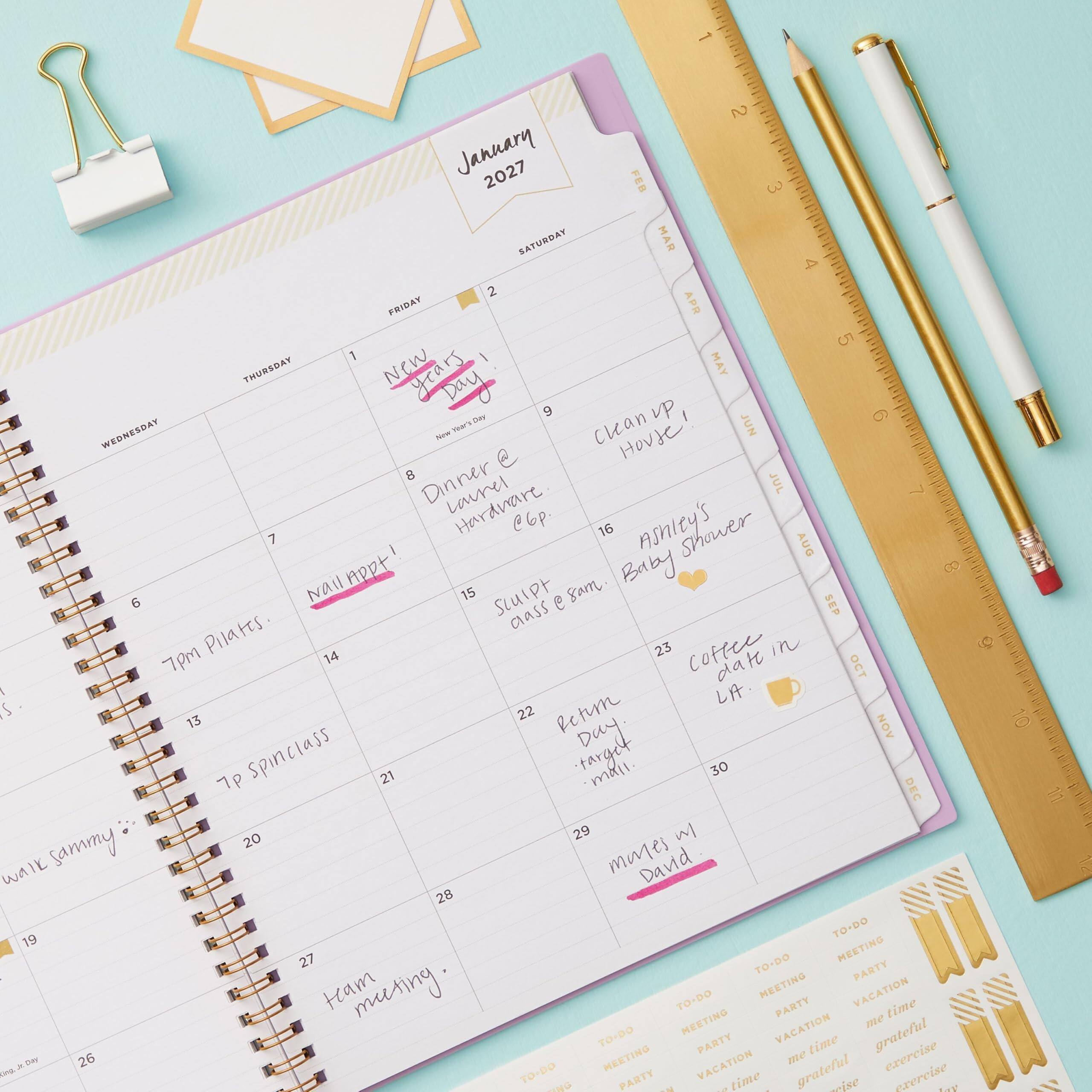 2 January 2027  
FEB 3 SATURDAY  
MAR 2 FRIDAY  
APR 5 1 THURSDAY  
New years Day 9 Day  
JUN WEDNESDAY  
New Nurk clean House 8 Dinner Lavrel  
JUL 7 Hardnare @6p.  
16 Ashlty's shower  
AUG wall Appt 15 8am.  
Baby 6 SCUIPT aass e  
SEP 7pm Pilates 14 23 coffee in date  
OCT SC LA. 13 22 Return Day.  
NOV dL spinclass 21 target mail 30  
DEC 20 29 w/ walk sammy mones David 28 19  
TO-DO 27 TO-DO MEETING MEETING PARTY team meeting.  
TO-DO PARTY VACATION time MEETING VACATION me xpay 26 TO-DO MEETING PARTY me time grateful exercise imp x  
TO-DO NG PARTY VACATION time grateful eise exercise save