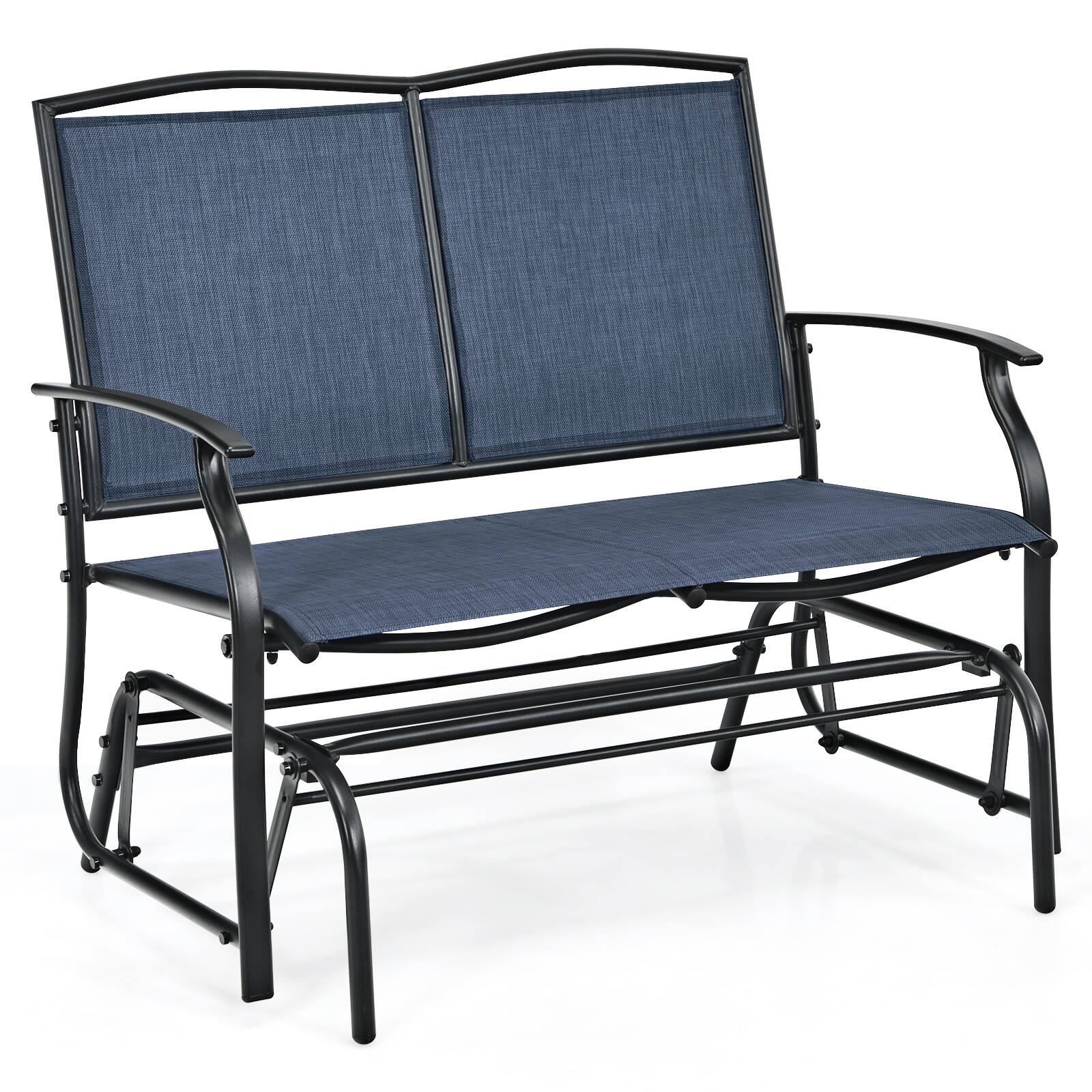 Alt View 3. Gymax - Gymax Patio Glider Rocking Bench Double 2 Person Chair Loveseat Garden Grey Blue - Blue.