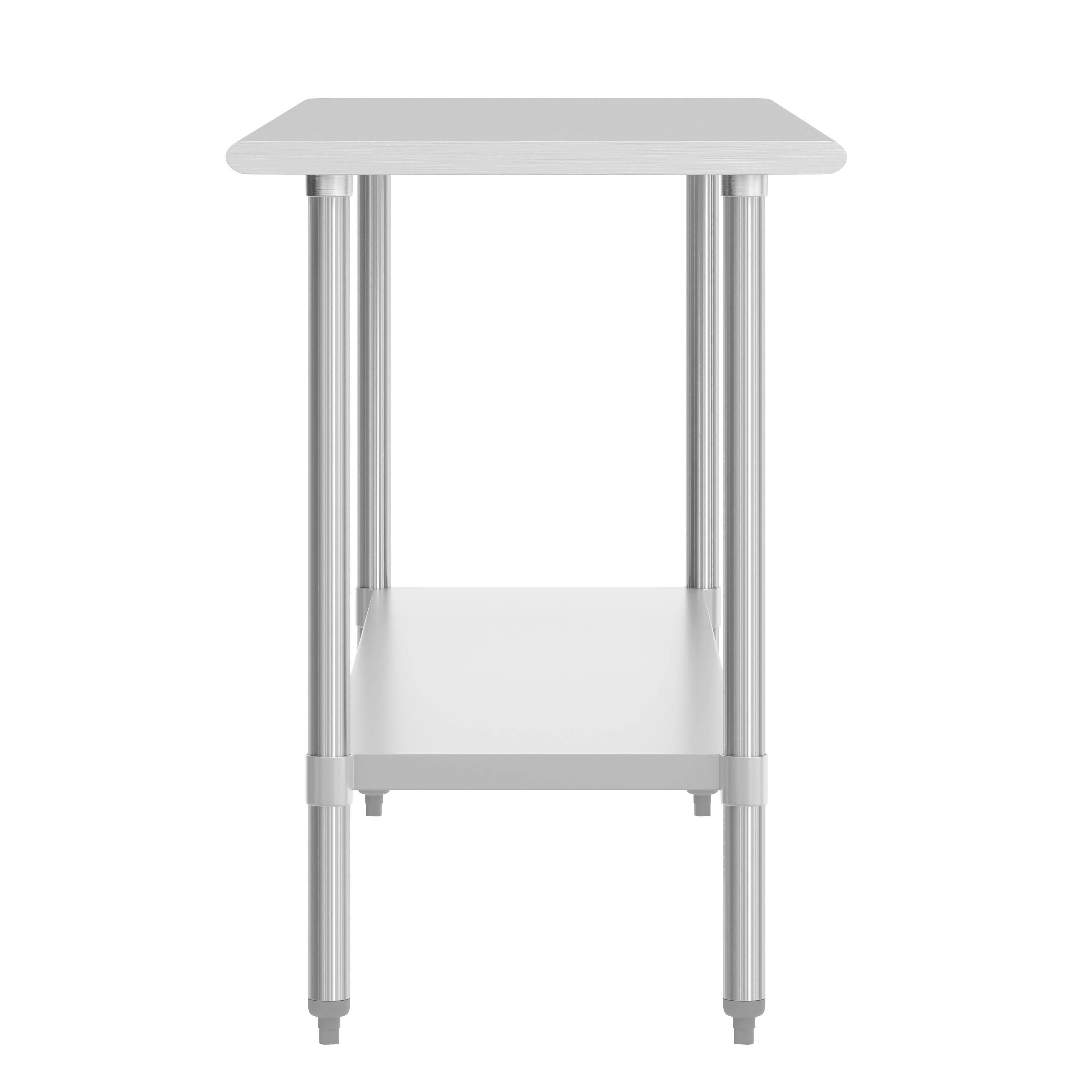 Left. Flash Furniture - Reese 24x72 Portable Prep and Work Table with NSF Certified 18 Gauge Stainless Steel Top Shelf and Adjustable Galvanized - Gray.
