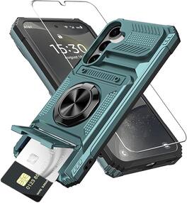 Gravity Ridge - for Samsung Galaxy A36 Wallet Case with Card Holder 360°Ring Kickstand Military Grade Drop Shockproof Rugged Case - Green