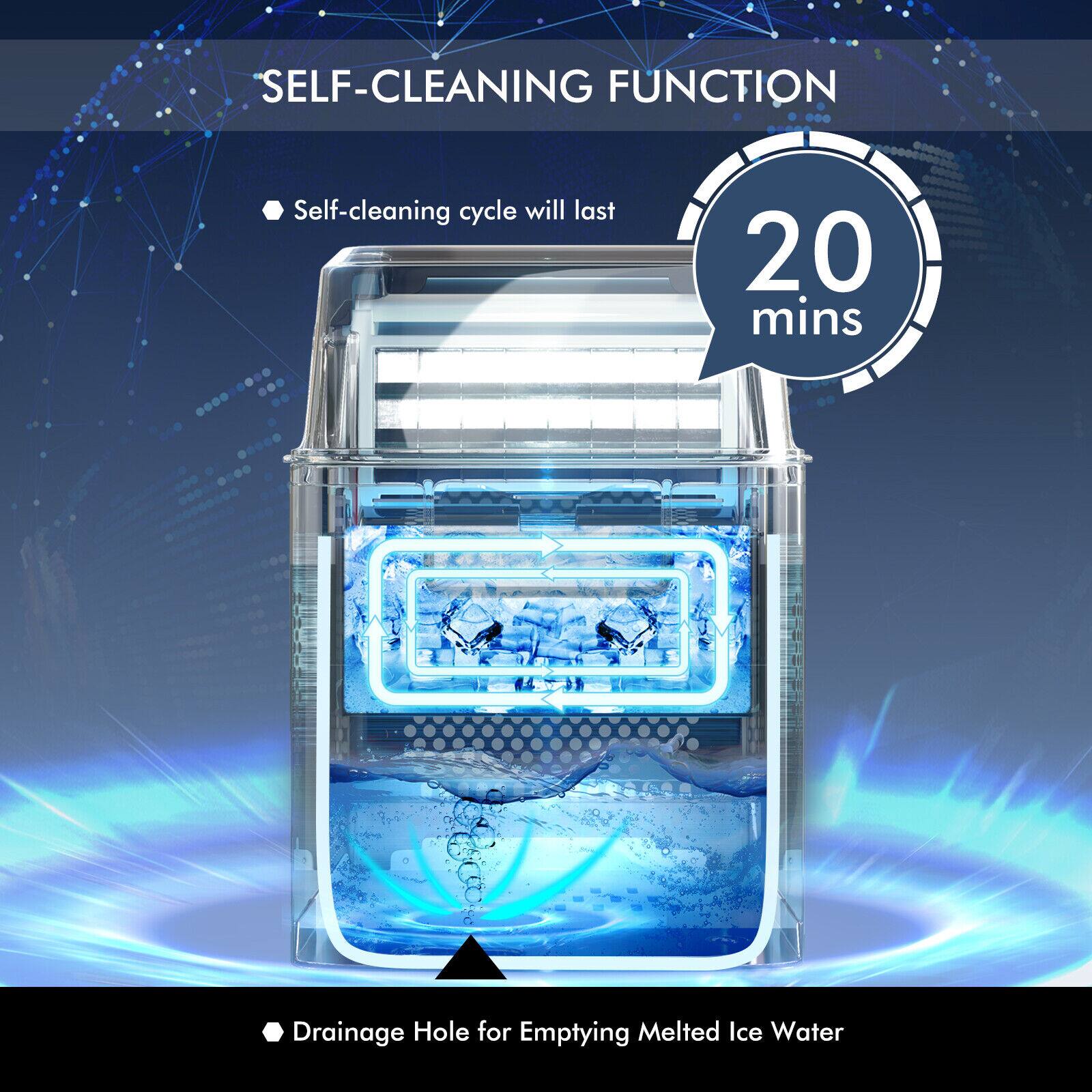 SELF-CLEANING FUNCTION
Self-cleaning cycle will last 20 mins
Drainage Hole for Emptying Melted Ice Water