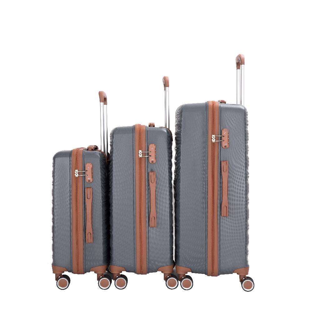Angle. Ropilly - Ropilly 5 Piece Luggage Set Polypropylene Hardshell Suitcase with TSA Lock and Spinner Wheels Dark Grey - Dark Grey.