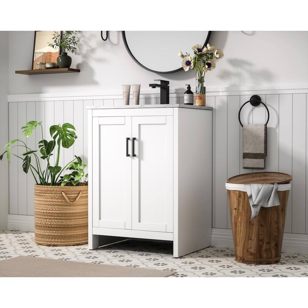 Alt View 8. Elegant Kitchen and Bath - Finnley 24 Inch Single Bathroom Vanity In White - White.