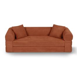 Loheer - 80 Inch Convertible Sofa Bed Queen Corduroy Fold Out Couch with Storage - Orange