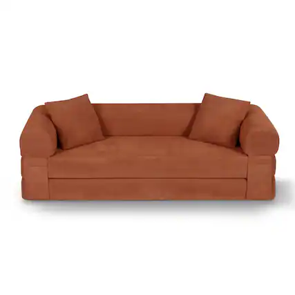 Front. Loheer - Loheer 80 Inch Convertible Sofa Bed Queen Corduroy Fold Out Couch with Storage - Orange.