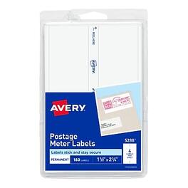 Avery - Postage Meter Labels for Pitney Bowes Postage Machines, 1-1/2" x 2-3/4", 160 Labels/Pack - White