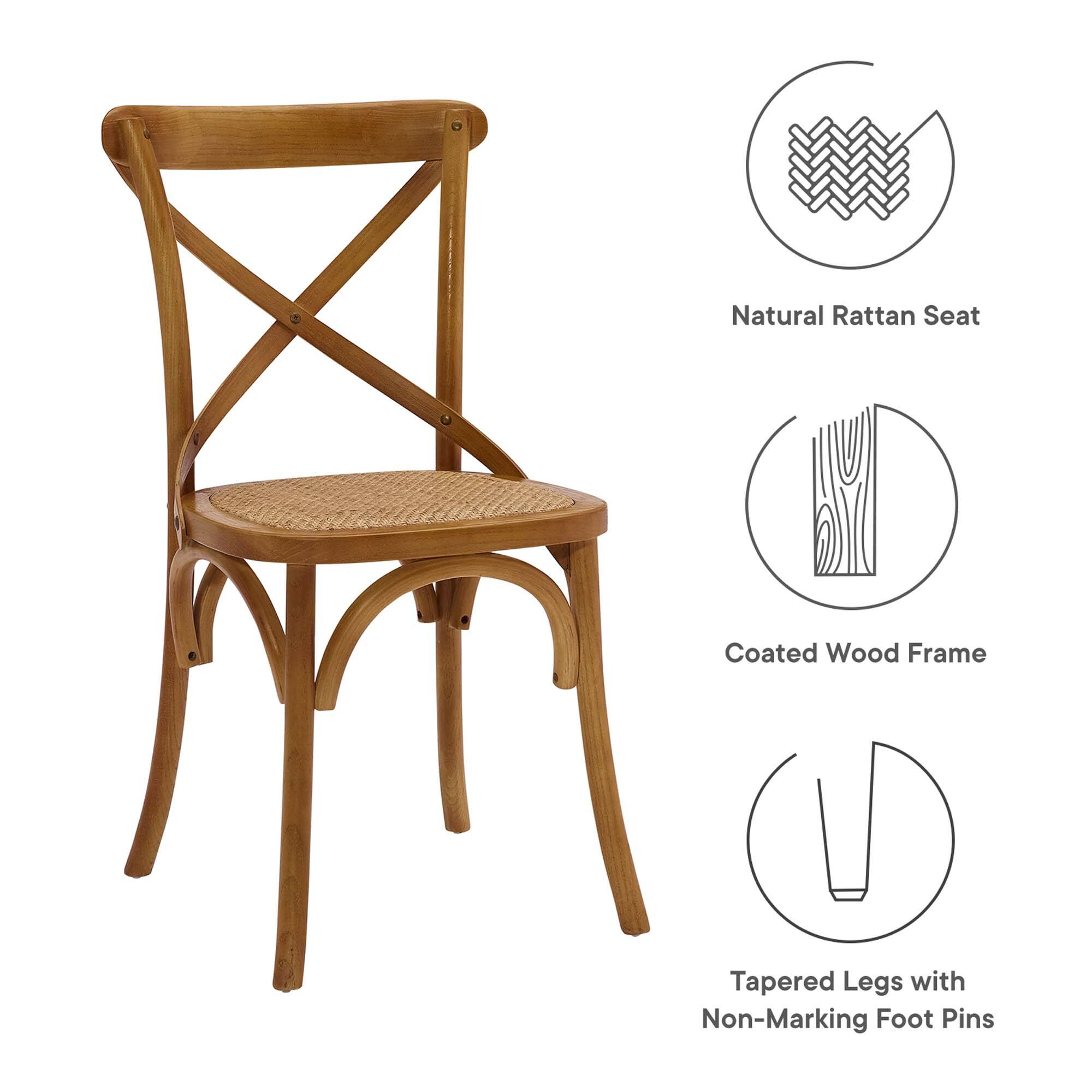 Natural Rattan Seat  
Coated Wood Frame  
Tapered Legs with Non-Marking Foot Pins