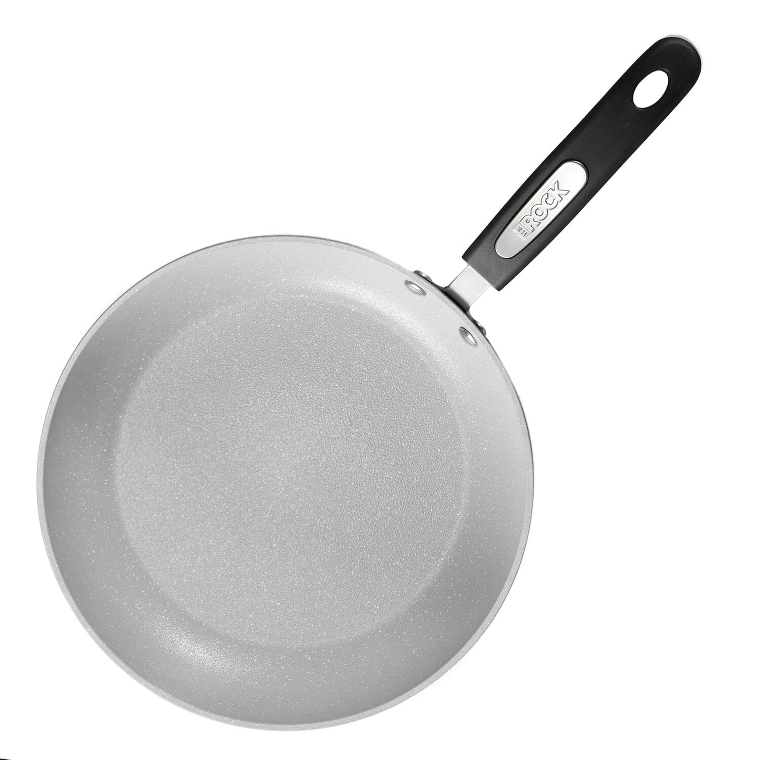 Front. THE ROCK by Starfrit - Terra 10" Ceramic Non-Stick Fry Pan - Gray.