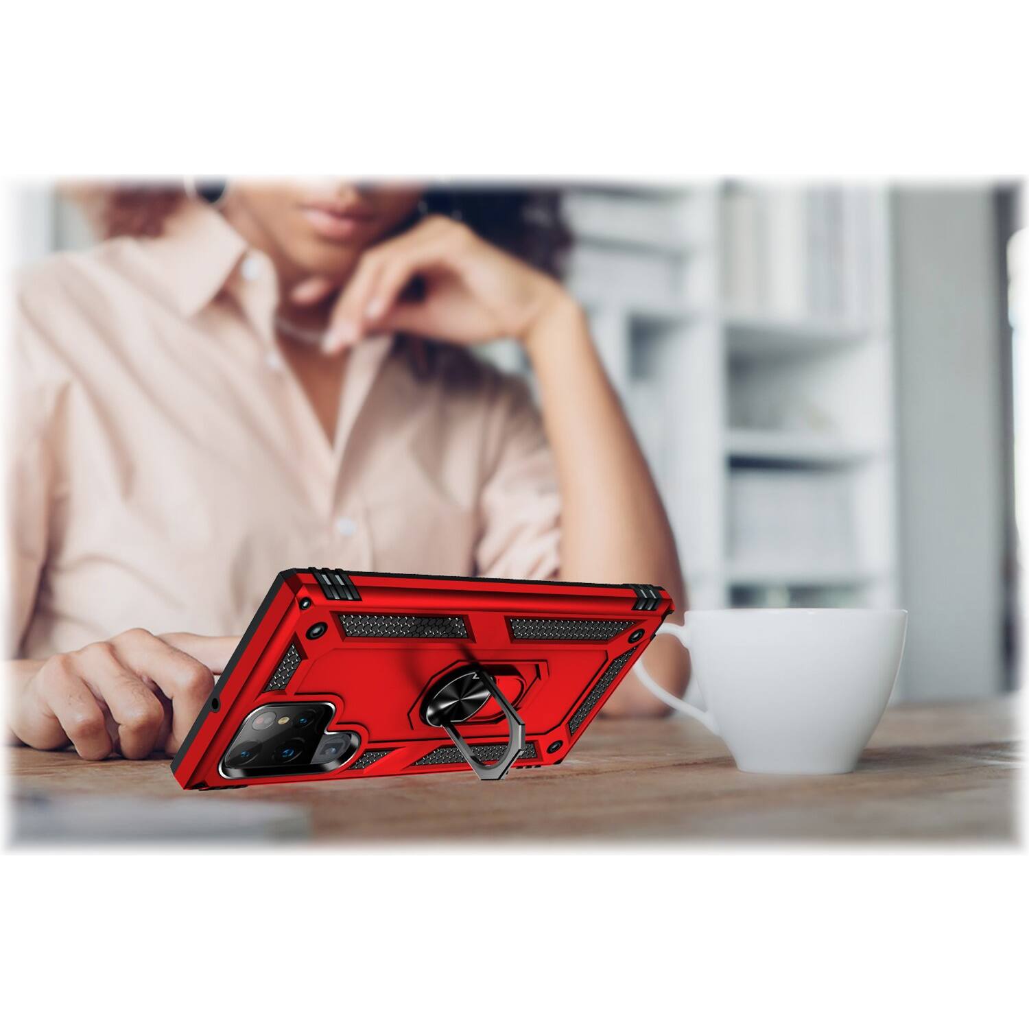 Alt View 17. SaharaCase - Military Kickstand Series Case for Samsung Galaxy S22 Ultra - Red.