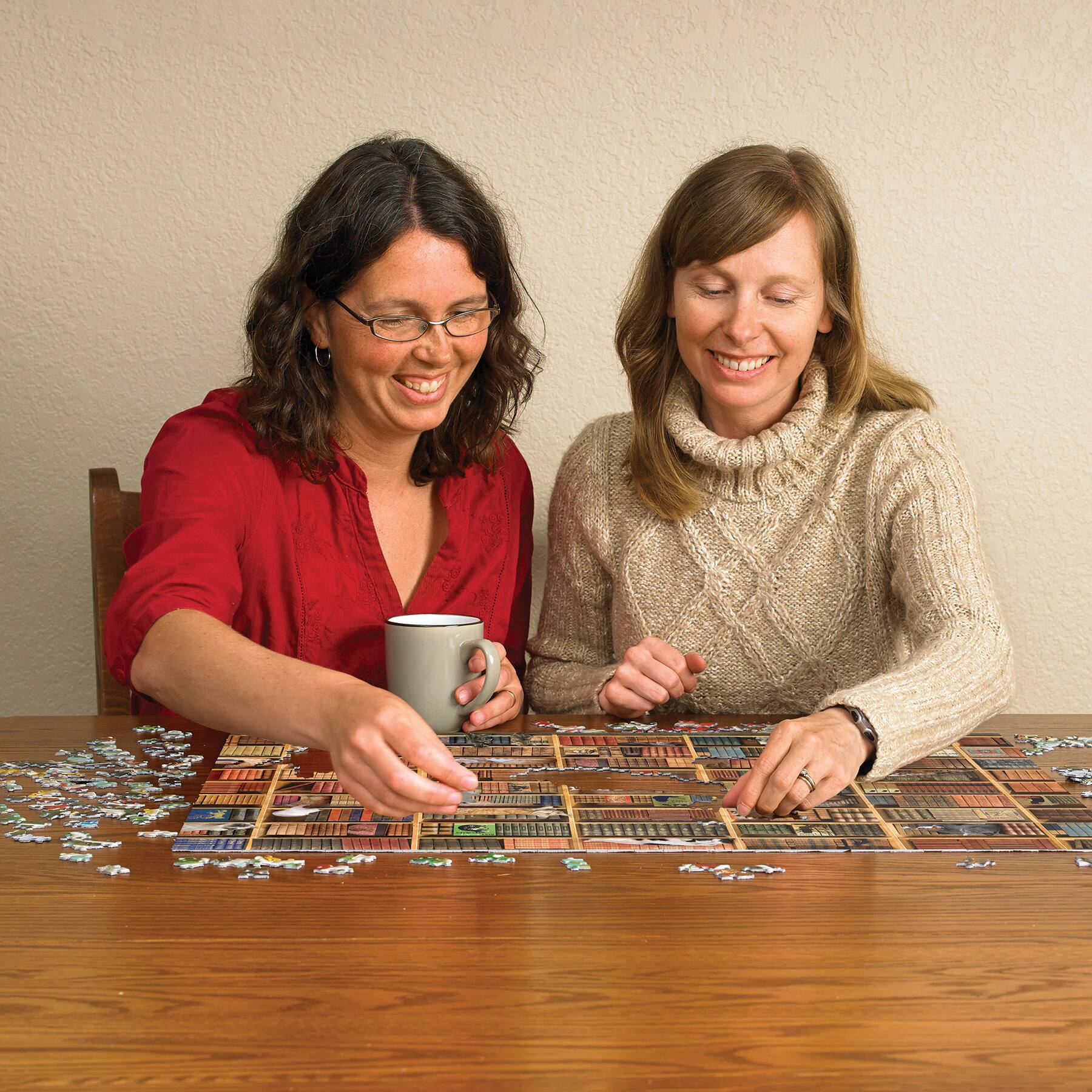 Alt View 1. Outset Media - Outset Media: Cobble Hill 1000 Piece Puzzle: The Cat Library - Reference Poster Included.