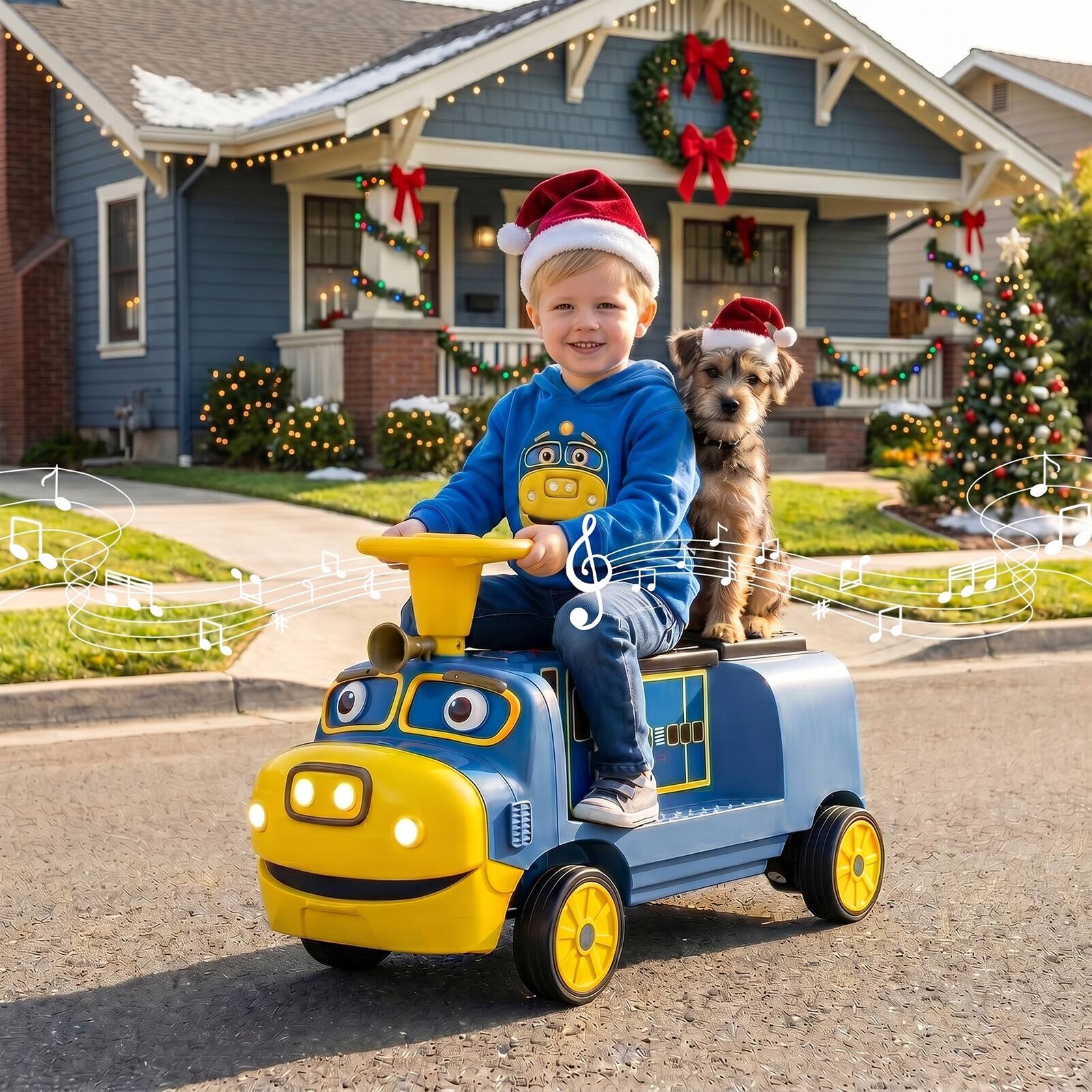 Alt View 3. Costway - Costway 2-Seater Ride on Train,Licensed Chuggington Electric Vehicle with Adjustable Seat - Yellow & Blue.