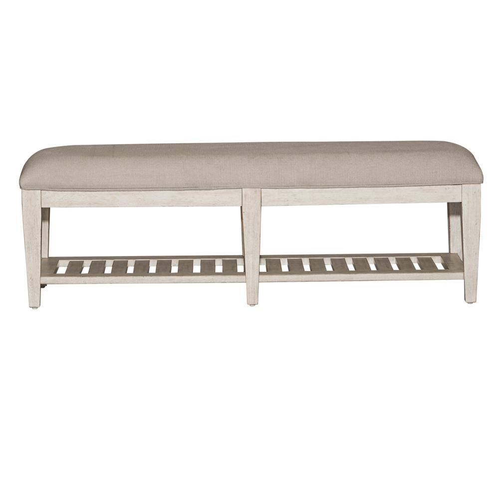 Back. Liberty Furniture Industries - Heartland Bed Bench in Antique White w/ Tobacco Top - White.