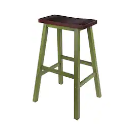 Winsome Wood - Satori Saddle Seat Bar Stool - Walnut/Rustic Green