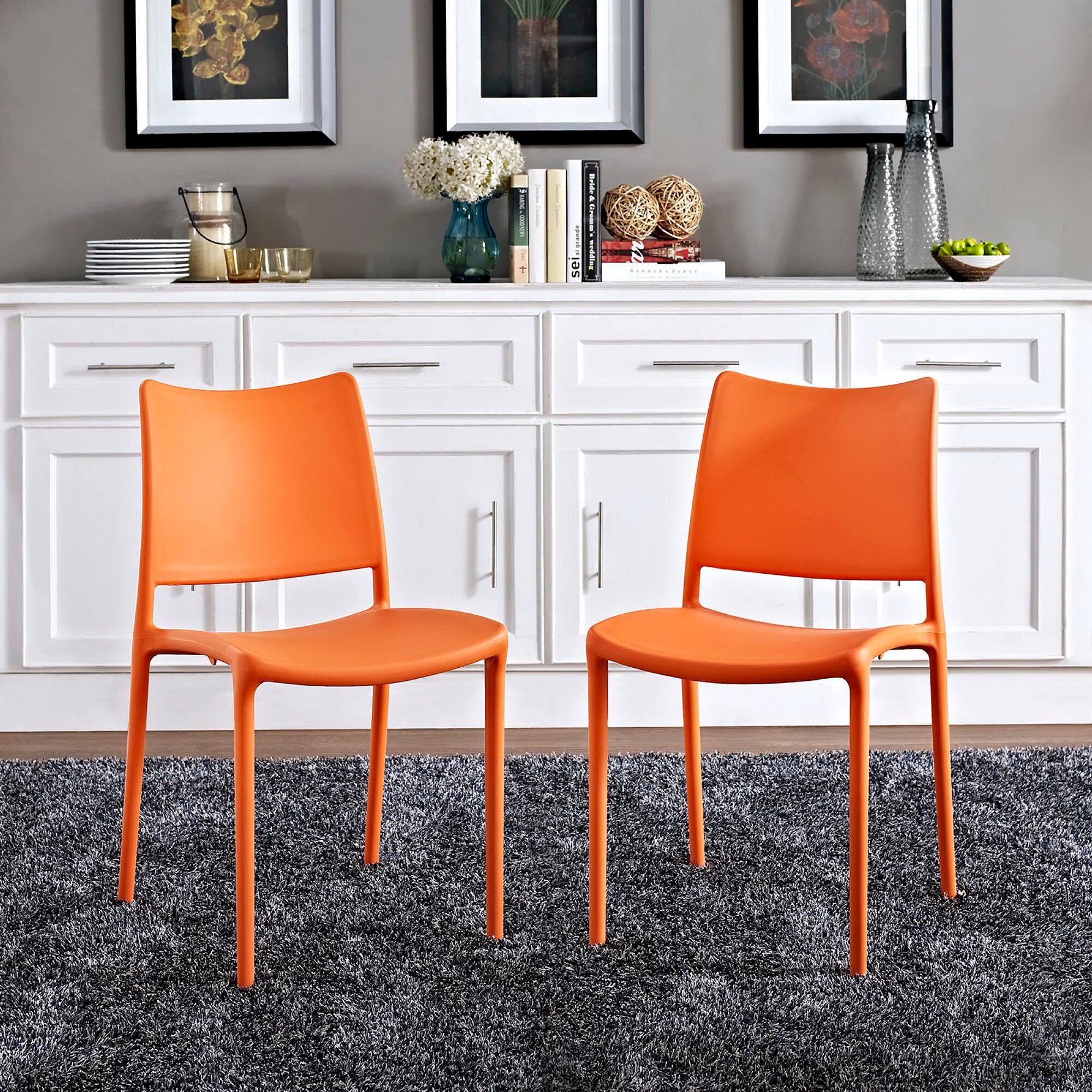 Back. Modway - Hipster Dining Side Chair Set of 2 by Modway - Orange.