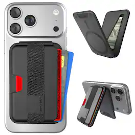 Smartish - MagSafe Wallet - Side Hustle Flip - iPhone Magnetic Card Holder Kickstand + Grip - Black